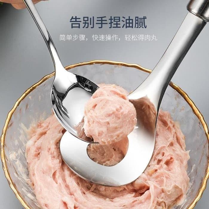 Alat pembuat bakso stainless anti lengket sendok cetakan bakso bakwan