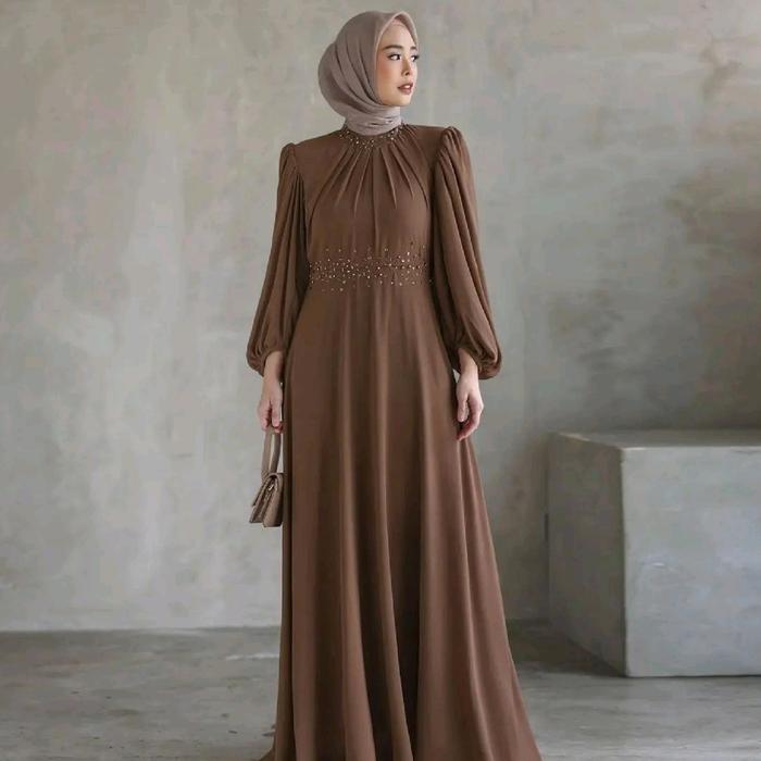Kamari Dress Maxi Pesta Kondangan Gamis Wanita Muslim Remaja Dewasa Simple Polos Mewah Kekinian Baha