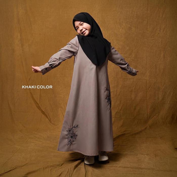 ZM Zaskia Mecca X Gerai Hawa - Dayana Gamis Dress Abaya Anak motif bunga bordir hitam keluarga cocok