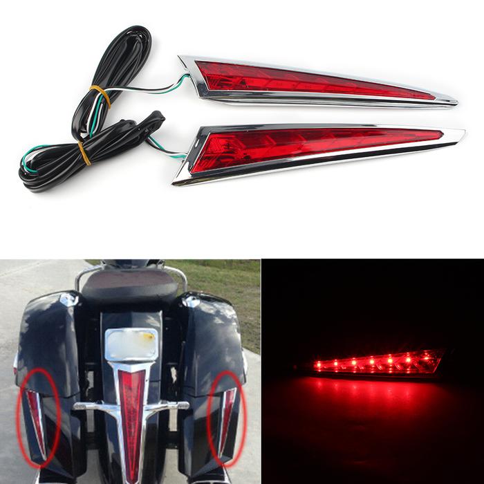 ABS Motorcycle Saber Tooth Rear Saddlebag Side LED Brake Lights For Victory Cross Country Tour 2010-