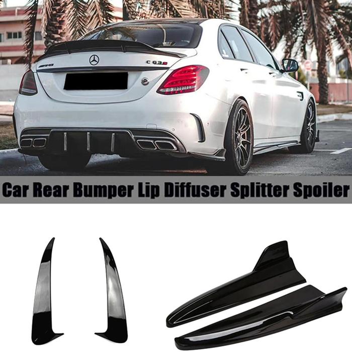 4PCS W205 Rear Bumper Splitter Lip Air Vent Trim Sticker Diffuser for