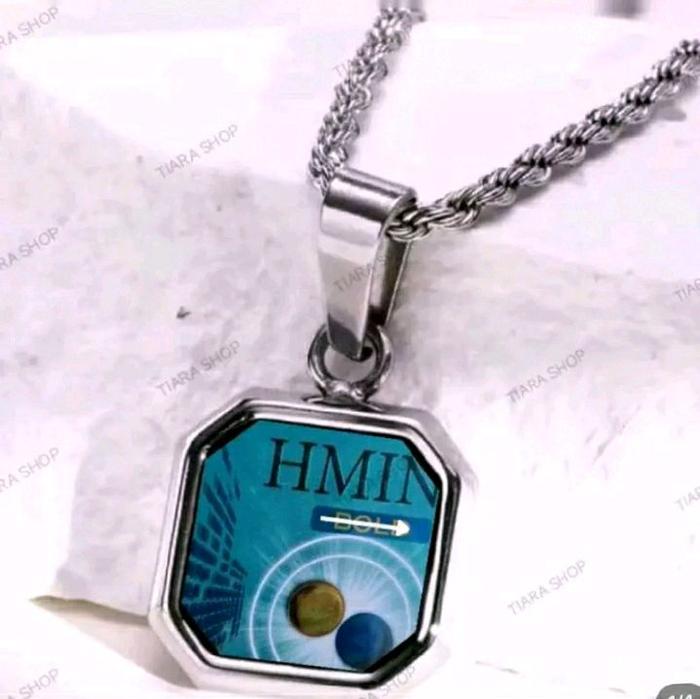 hmin kalung liontin warna hijau mint elegan penunjang penampilan josjis