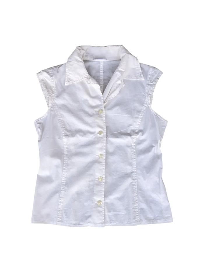 PHYLOSOPHY DI ALBERTA FERRETTI - Kemeja Wanita Tanpa Lengan Sleeveless Putih Made in ITALY