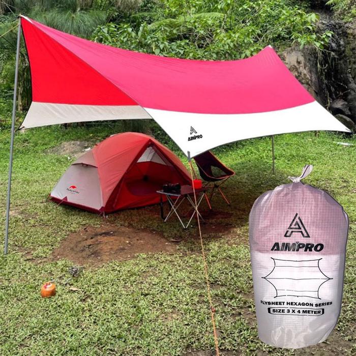 Flysheet tenda camping outdoor 3x4 Hexagonal