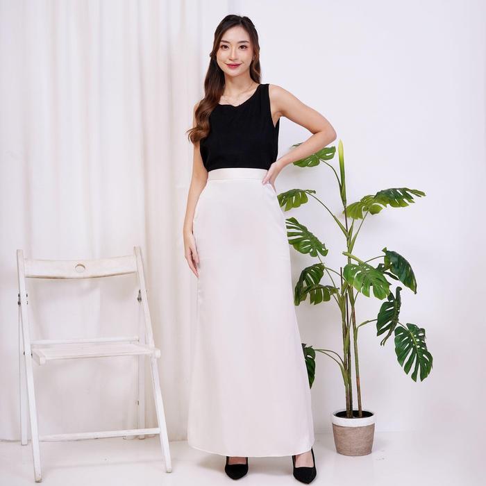 [Lavanya] Rok Silk Satin Duyung Premium Panjang - Wanita Serut