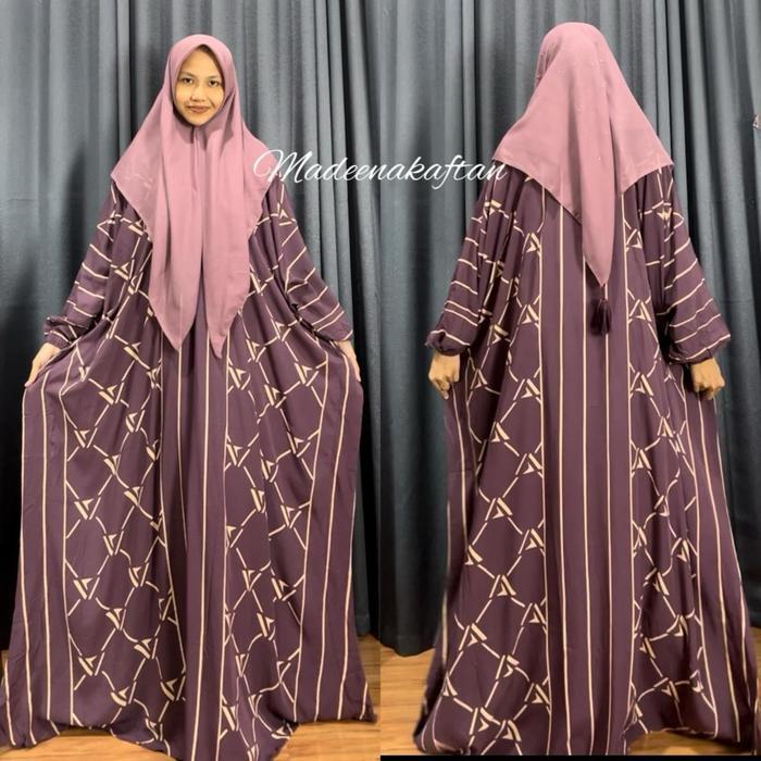 Kaftan Motif Zanuba Ld Jumbo Bahan Rayon Adem Nyaman Tebal Busui Gamis Dress Panjang Wanita Muslim C