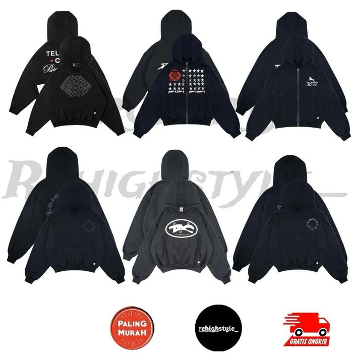 ZIP HOODIE BOXY TELEPATI WITH FA TAC / TELEPATI FLAG CLUB / TELEPATI CLUB / TELEPATI BLESSED V2 GREY