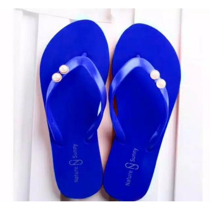 Sandal Japit Motif Mutiara Spon 10mm Warna Beragam