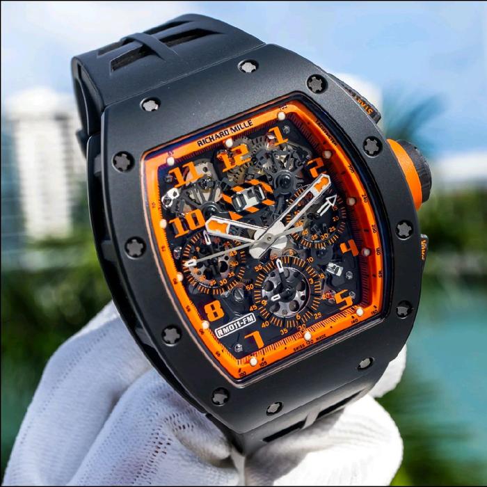 JAM TANGAN RM011 ORANGE STORM BLACK DM 40MM SWISS MATIC