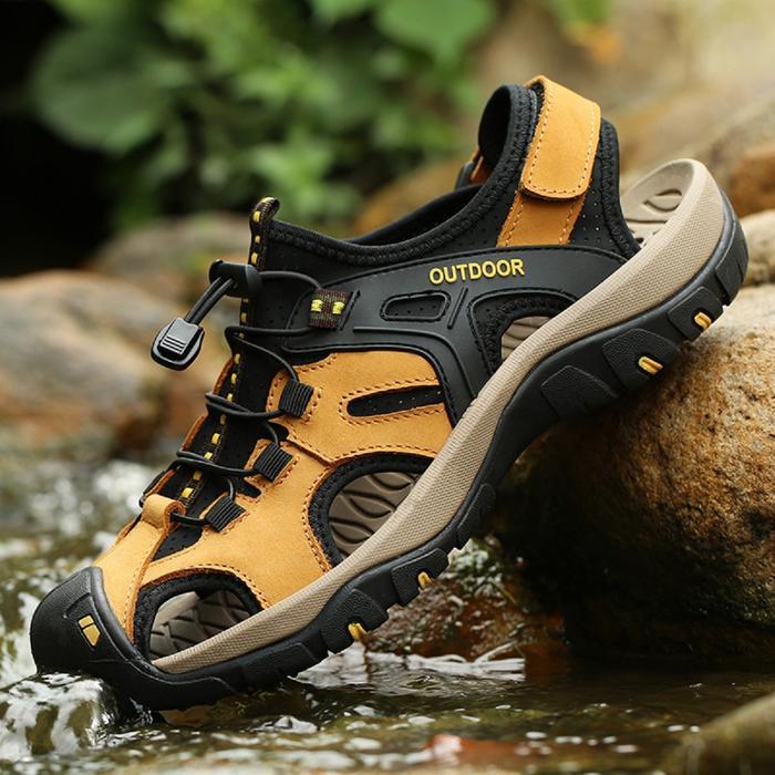 Eiger - Sandal Hiking Pria Gunung Original Sendal Outdoor Keren Kulit Asli Cowok Bernapas Musim Pana