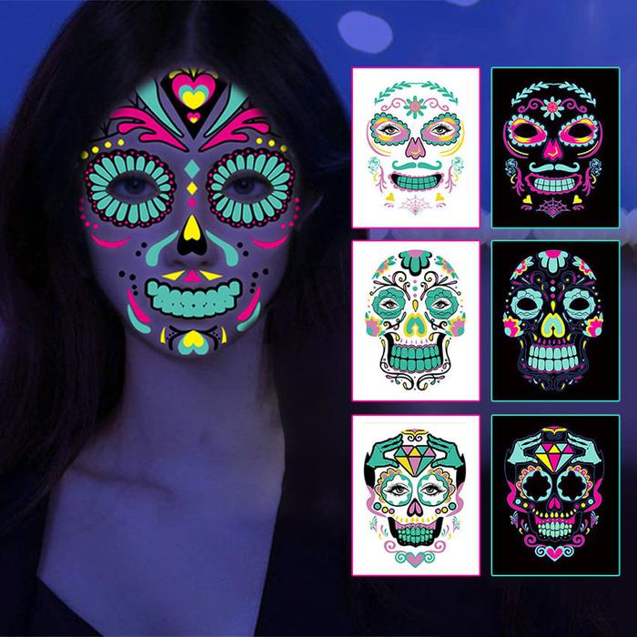 Sticker Wajah Halloween Glow In The Dark Stiker Wajah Makeup / Stiker Tato Halloween Face Sticker Gl