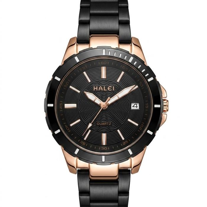 Halei 8033 black rosegold jam tangan cewek original