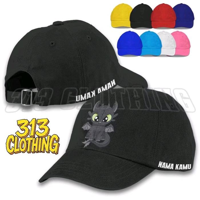 Topi Baseball Anak Toothless Dragon Gratis Nama / Topi Anak Toothless Dragon Free Nama