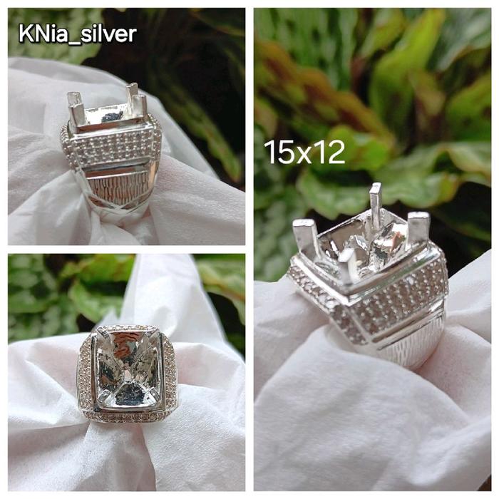 emban/ring perak 925 gigi persegi