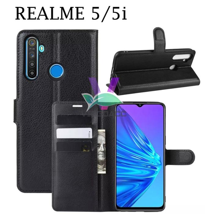 LEATHER CASE FLIP REALME 5/5i-FLIP COVER KULIT SARUNG BUKU DOMPET-CASING WALLET LEATHER REALME 5/5i