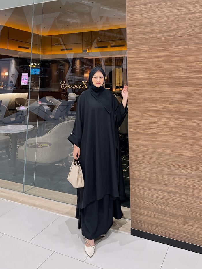 One Set Aleva melayu muslimah kekinian bahan marbella gamis murah