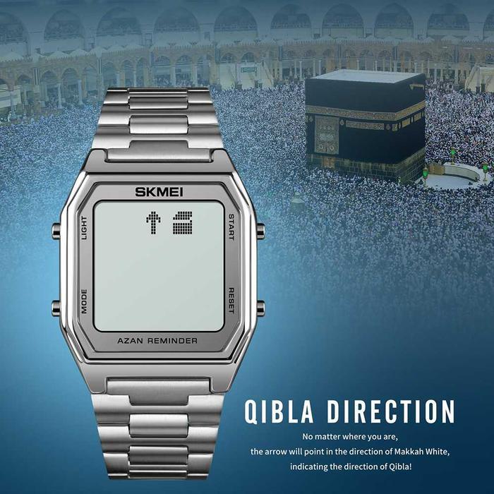 Jam Tangan Pria Muslim Adzan Penunjuk Arah Qiblat Digital Men'S Watch