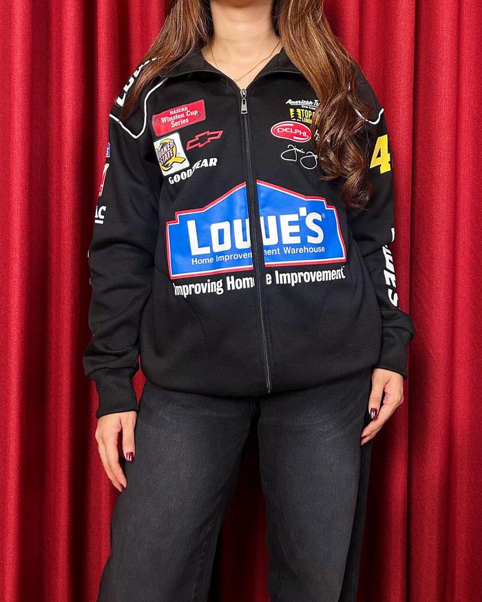 Jaket Nascar Sablon Racing Lowes Vintage Jaket Ridding Racing Black Jaket Sunmori Ziper