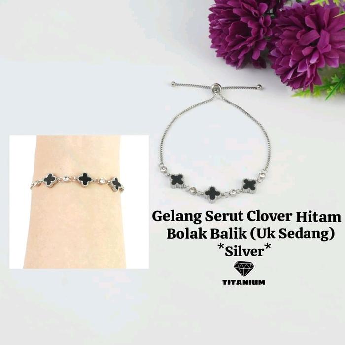 Gelang serut hitam bolak balik titanium ori