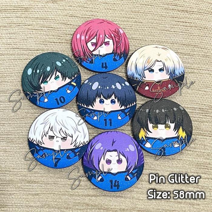 pin blue lock 58mm doff glitter laminated pin badge pin button anime bluelock bachira nagi reo isagi