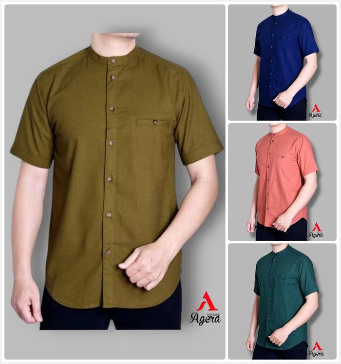 Kemko Agera. Full Buttoned. Full Kancing. Brand Original Agera Vintage. Lengan Pendek