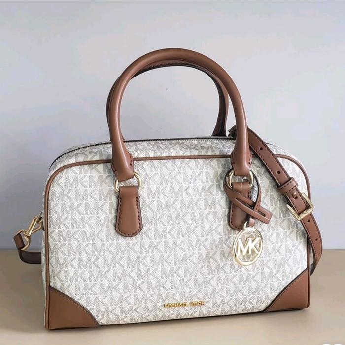 Ready MK Thompson Medium Duffle Satchel Vanilla