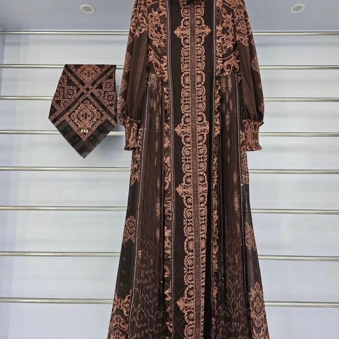 Gamis syari brand DS sukijo dines sukijo syari sracf Muslim Wanita Dress Dewasa Cantik Mewah Motif