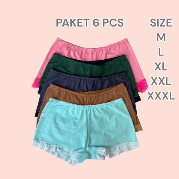 Terbaru 6 Pcs Cd Jupe / Hot Pants / Celana Dalam Wanita Jupe Renda / Cd Jupe Renda Terlaris