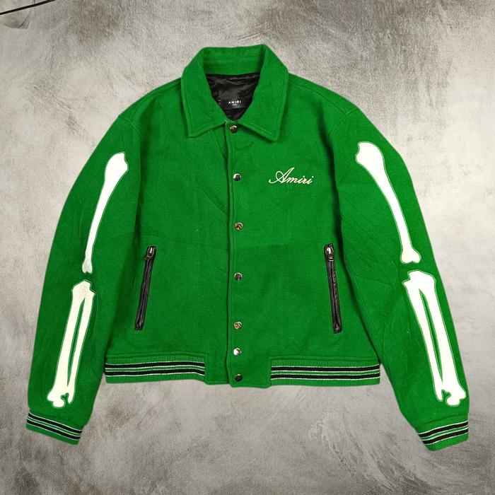 AMIRI Bones Varsity Jacket Green