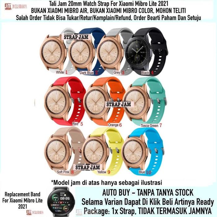 [PREMIER-W] 20MM TALI JAM TANGAN MIBRO LITE - STRAP RUBBER SILIKON ANEKA WARNA HIGH QUALITY