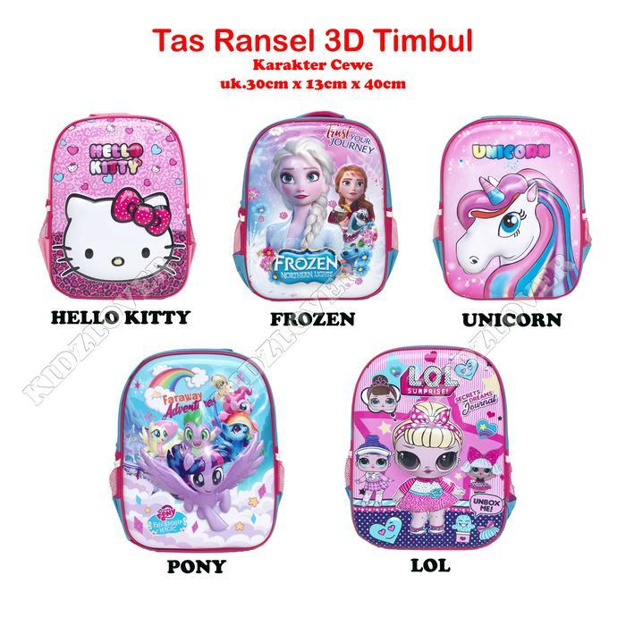 PREMIUM Tas 3D Timbul RANSEL ANAK SEKOLAH SD/TK UNICORN LOL