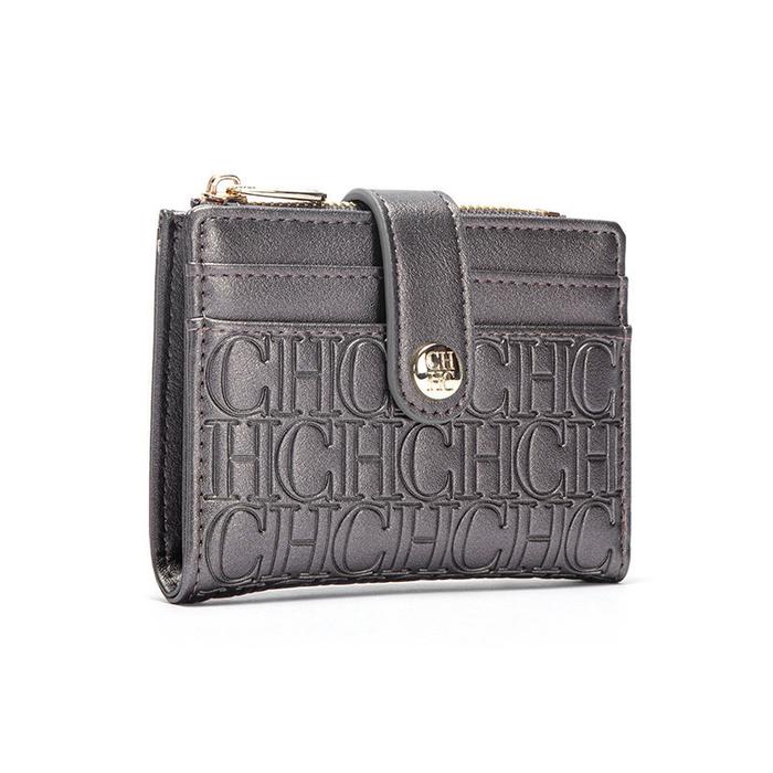 Ch Luxury Brand Classic Retro Square Design Card Case Fashion Button Classic Folding Money Clip Comp