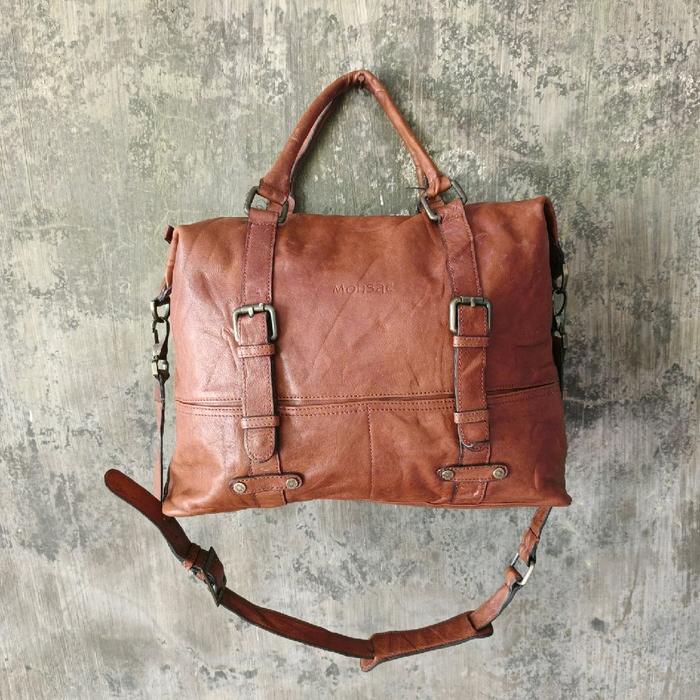 tas minggat kulit vintage satchel weekender leather bag MONSAC size 40x35x15