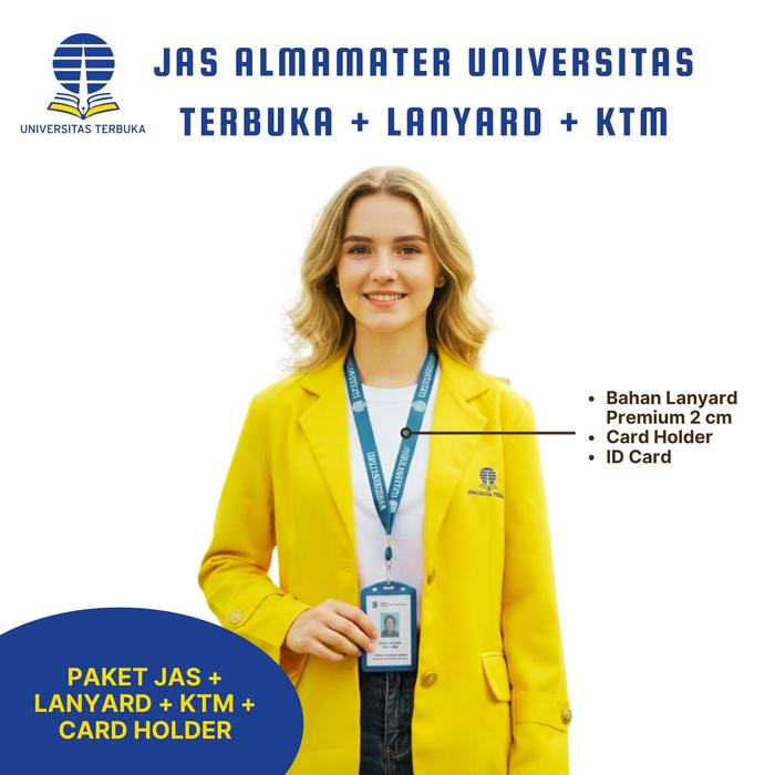 PAKET JAS ALMET UT + LANYARD+KTM / jas almamater universitas terbuka original