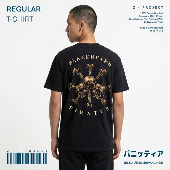 Zetproject | Blackbeard Pirates Kaos Anime Regular Fit Lengan Pendek