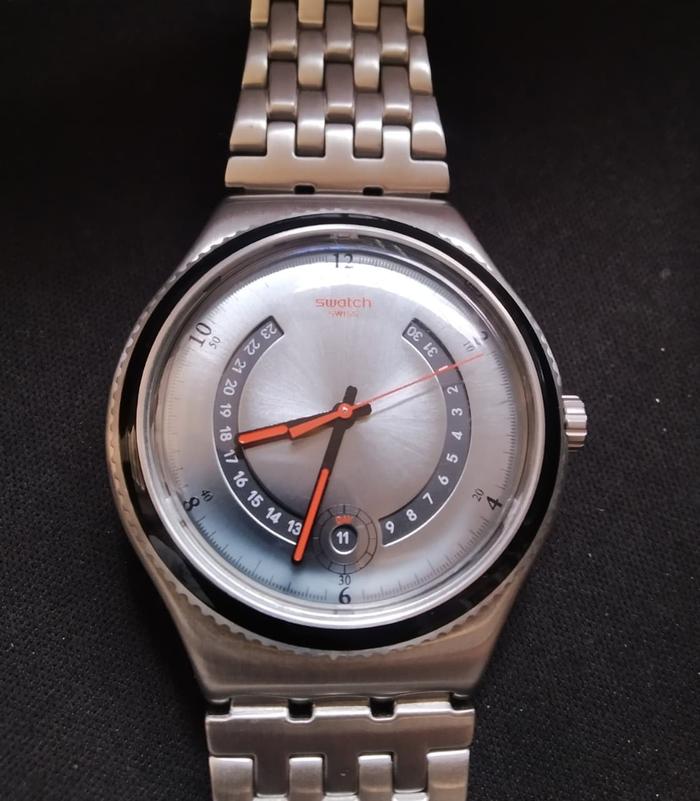 SWATCH IRONY BIG YWS405G WATCH BEAULIEU QUARTZ MENS MINT 41MM