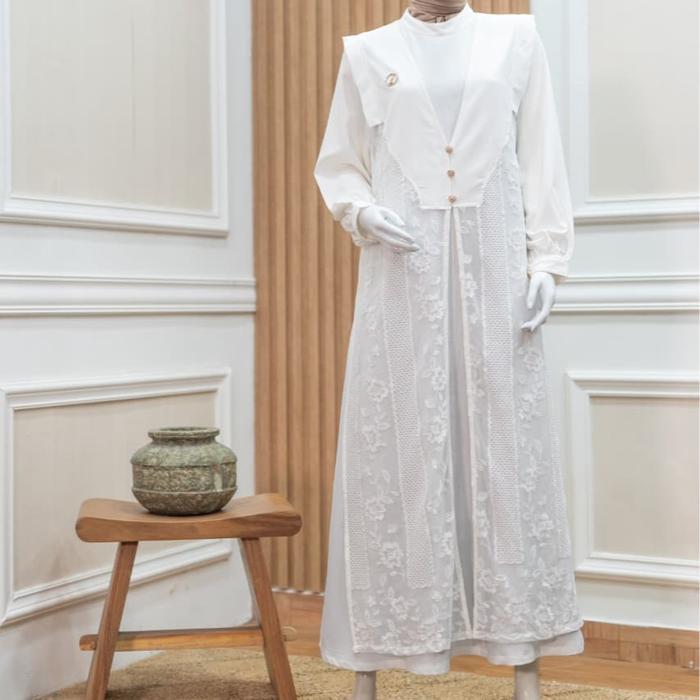 Gamis putih Premium / Dress Putih by La Syakka Naura / Dress Putih premium / Gamis putih