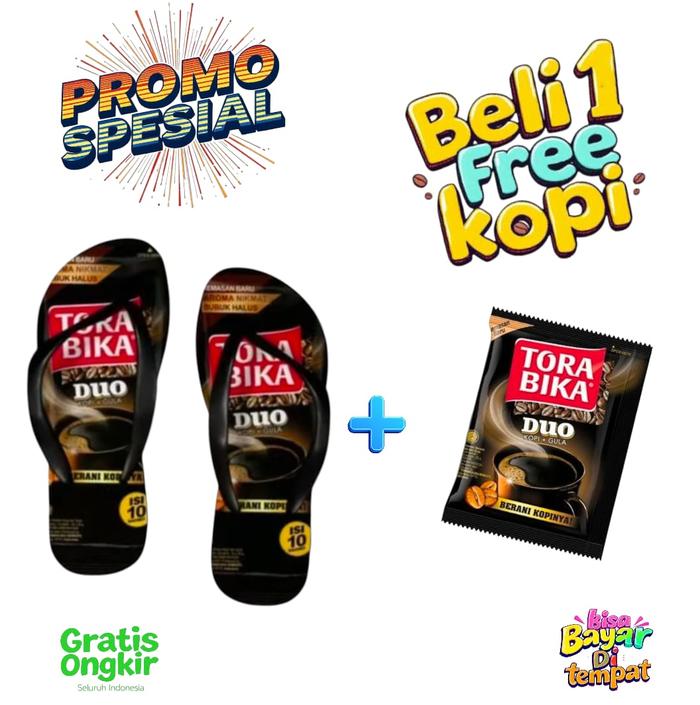 Sandal Jepit Pria Sendal Motif KOPI TORA BIKA DUO Beli 1 Free 1 kOPI Asli New