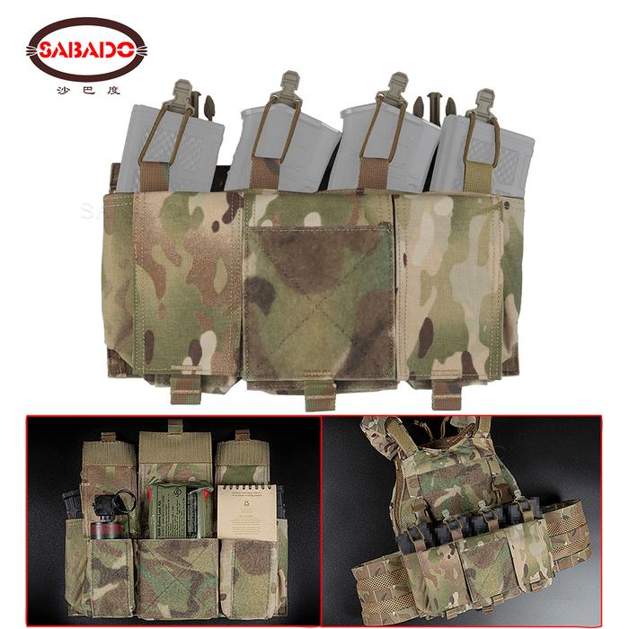 Tactical Quad 5.56 Magazine GP Pouch AR 15 MAG Front Panel Placard