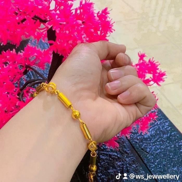 Gelang merica bambu belimbing sepuh emas murni 24 karat balut kristal premium