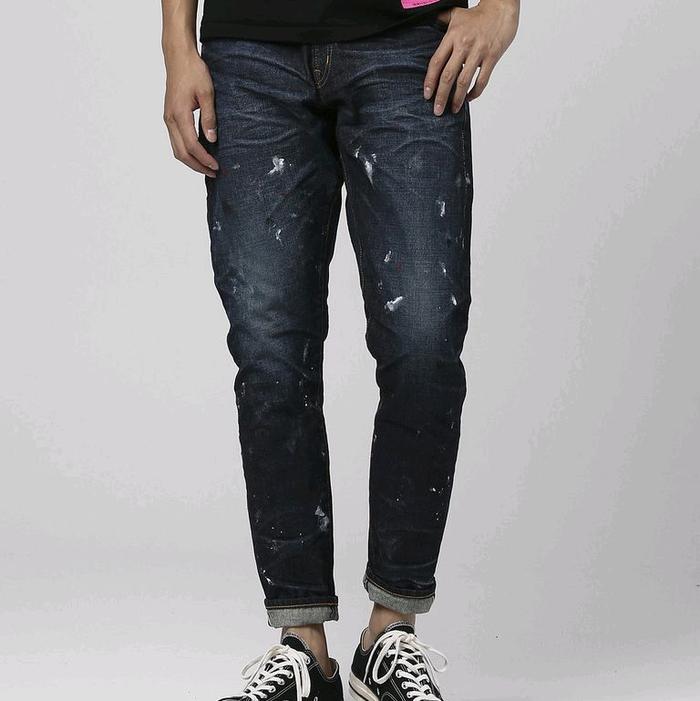 AUTHENTIC DENIM BY VANQUISH & FRAGMENT WASH PAINT TAPERED SELVEDGE JEANS ,SIZE 34,,,LP 88 cm,,Panjan
