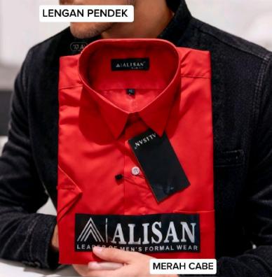 alisan kemeja polos LENGAN PENDEK MERAH CABE slimfit bahan katun kemeja formal dan gaya maksimal,ny