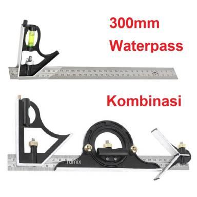 Penggaris Mistar Siku L Busur Derajat Kemiringan Sudut Kayu Waterpass Multifungsi Stainless Steel