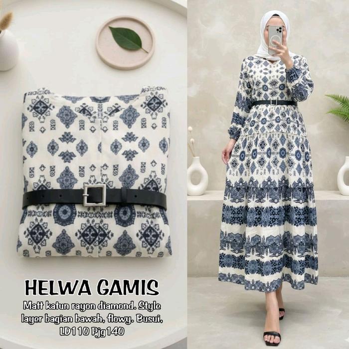 HELWA GAMIS | Maxi dress rayon | maxi dress layer etnik