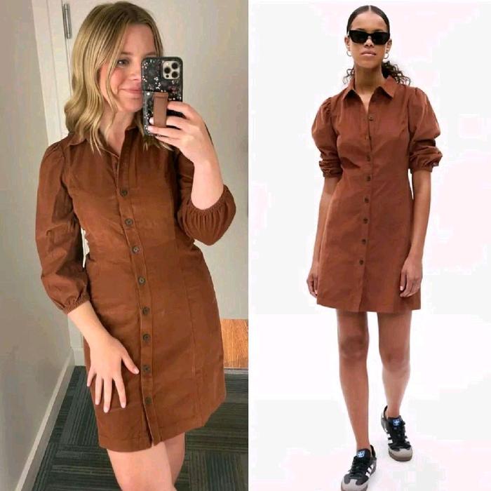 G*p Puff Sleeve Corduroy Dress