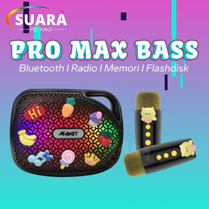 【PRO MAX BASS】Speaker Mini Bluetooth Karaoke 2 Mic Super Bass Portable Wireless Advance MP3 Player M