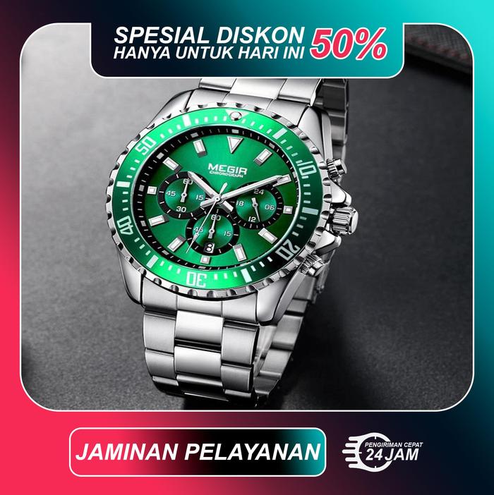 Jam Tangan MEGIR 2064 Crono Aktif Jam tangan pria Analog Anti Air Stainless steel Watches