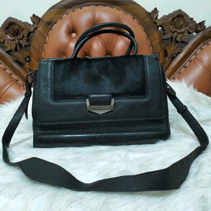 THE VOLON  Black Leather Satchel Bag