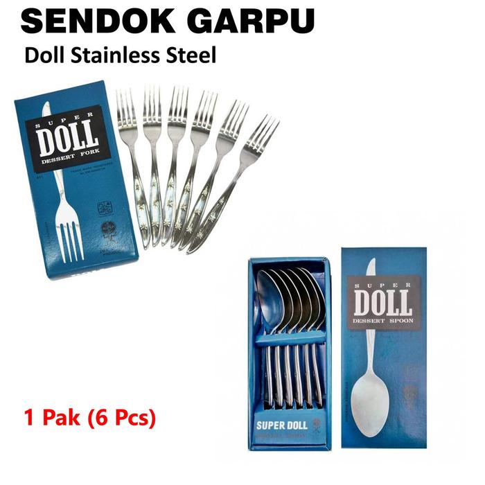 Sendok Makan Garpu Makan Alat Makan Super Doll Stainless Steel 1 Pack Isi 6 pcs