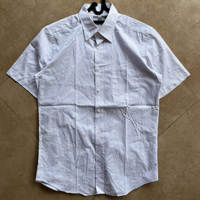 KEMEJA STRIPE UNIQLO WHITE SECOND Pria